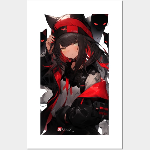 Aesthetic Anime Girl Red White Black | Quality Aesthetic Anime Design | Chibi Manga Anime Art Wall Art by AlNoah